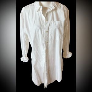 Classic white “men’s” style tunic length shirt